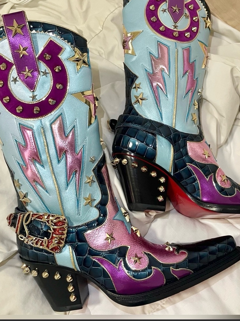CHRISTIAN LOUBOUTIN KENNYWOOD ALTA WESTERN COWBOY BOOTS WOMEN SZ 7 NEW MEN SZ 36 - Picture 5 of 17